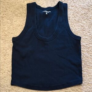 Abercrombie & Fitch Dark Navy Cropped Ribbed Scoop Tank